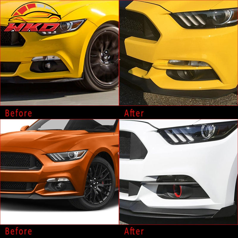 Fits 15-17 Ford Mustang Fog Light Splitters MD Style Gloss Black Lamp Trim