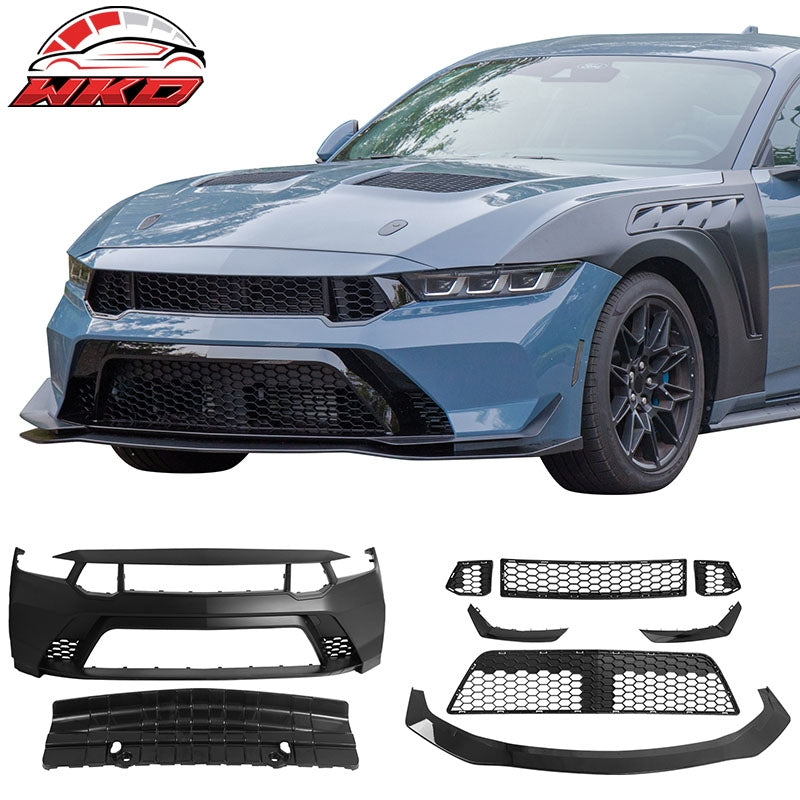 Wholesale 24-26 Ford Mustang Front Bumper Cover GTD Style Conversion Gloss Black Lip