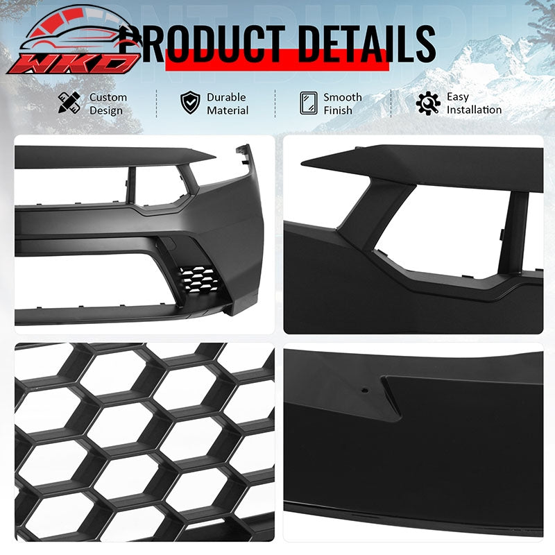 Fits 24-26 Ford Mustang Front Bumper Cover GTD Style Conversion Gloss Black Lip