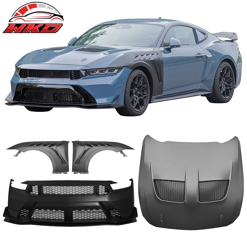Wholesale 24-26 Ford Mustang Front Bumper Cover + Hood + Fender GTD Style (Matte Lip)