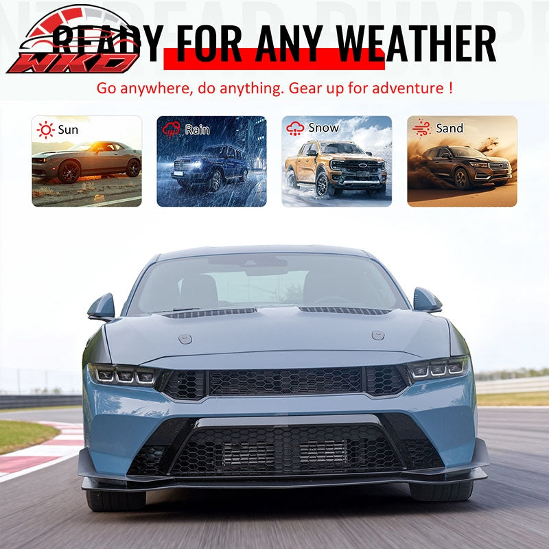 Fits 24-26 Ford Mustang Front Bumper Cover + Hood + Fender GTD Style (Matte Lip)
