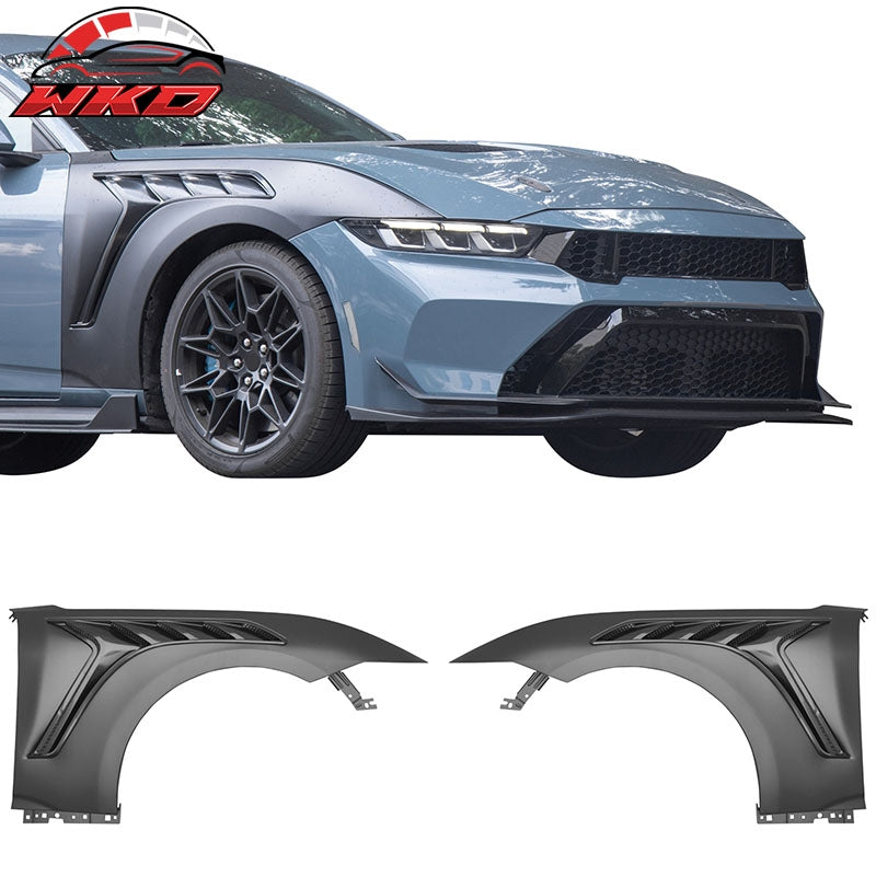 Fits 24-26 Ford Mustang Front Bumper Cover + Hood + Fender GTD Style (Gloss Lip)