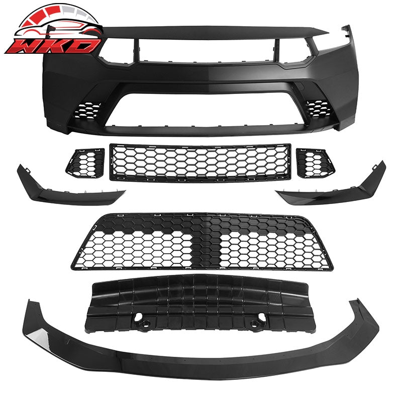 Fits 24-26 Ford Mustang Front Bumper Cover + Hood + Fender GTD Style (Gloss Lip)