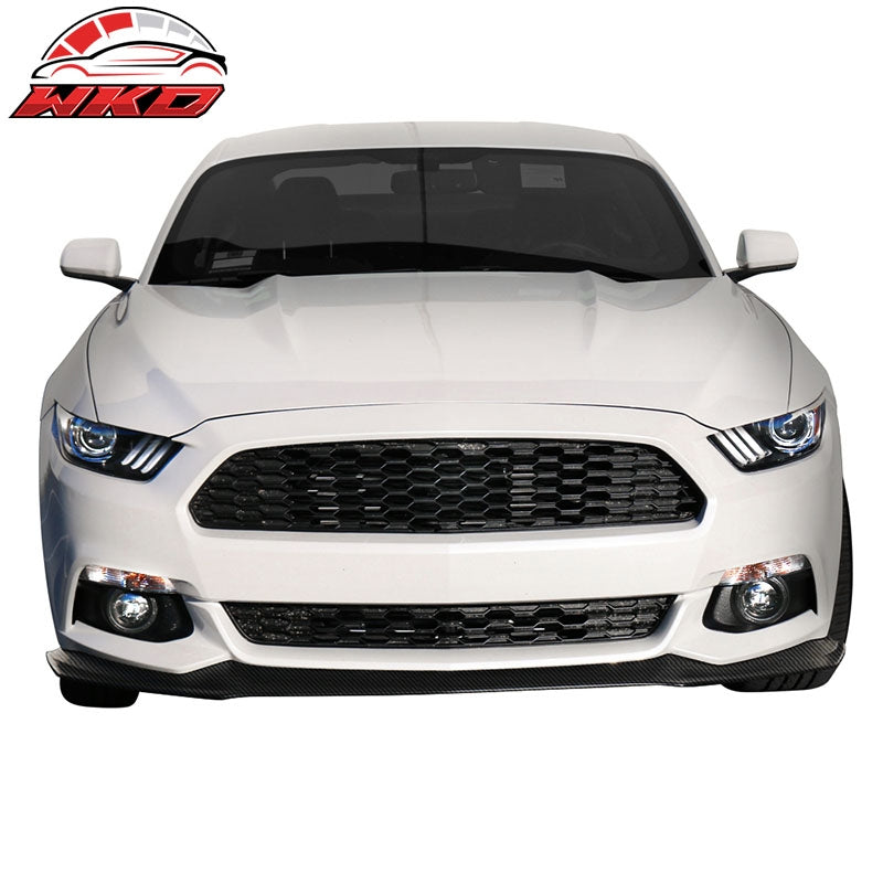 For 15-17 Ford Mustang Front Bumper Lip Chin Splitter Spoiler Matte Carbon Fiber