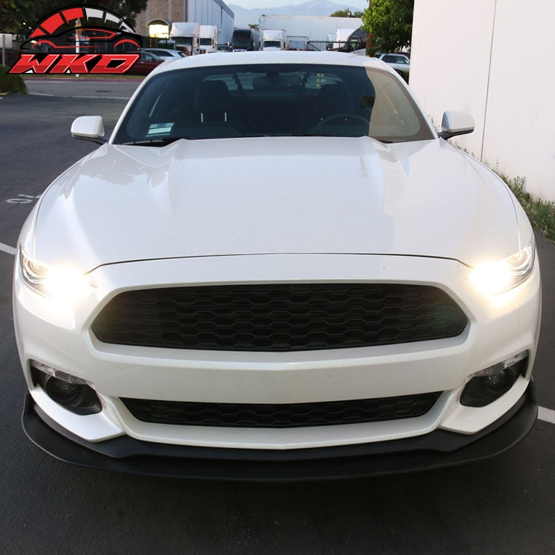 Fits 15-17 Ford Mustang Front Bumper Lip Under Splitter Unpainted Black - PP