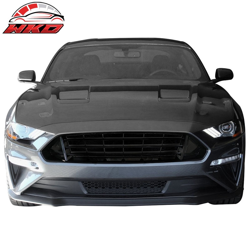 Fits 18-23 Ford Mustang Front Bumper Upper Hood Grill Grille ABS Gloss Black