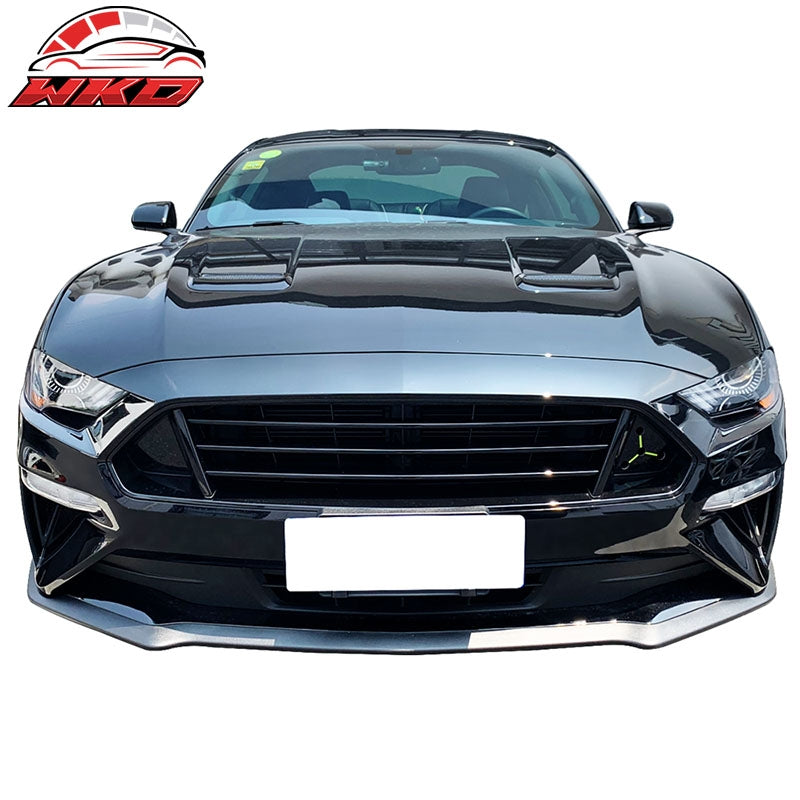 Fits 18-23 Ford Mustang Front Bumper Hood Upper Grill Grille ABS Matte Black