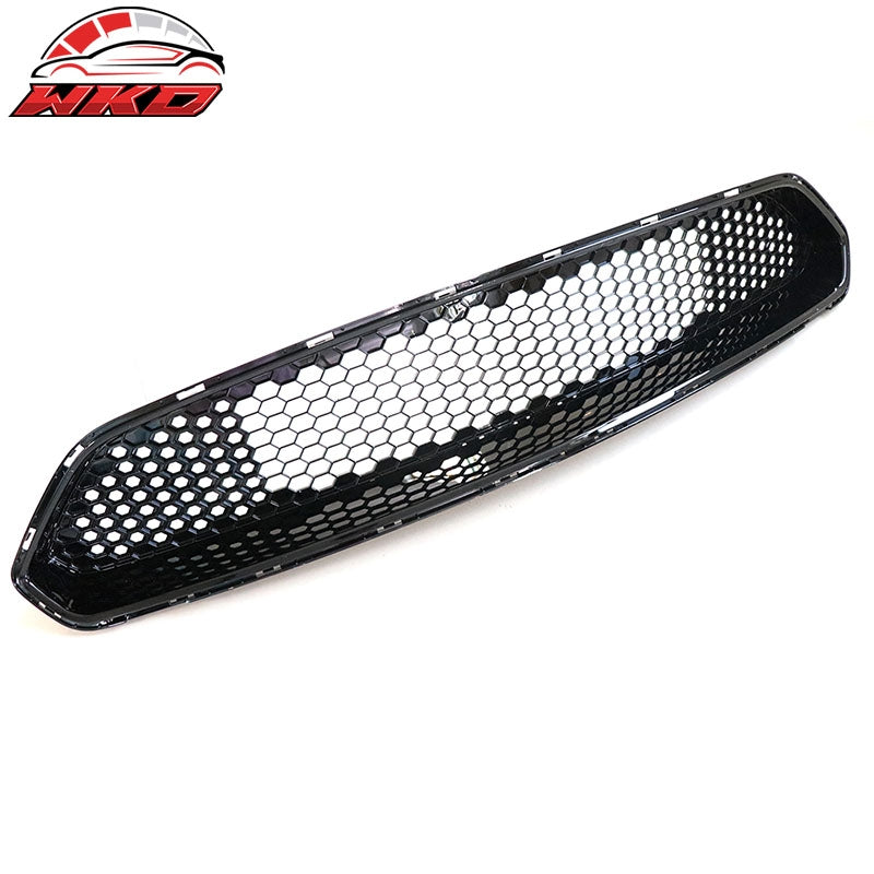 Fits 18-23 Ford Mustang Honeycomb Front Bumper Upper Grille Gloss Black ABS