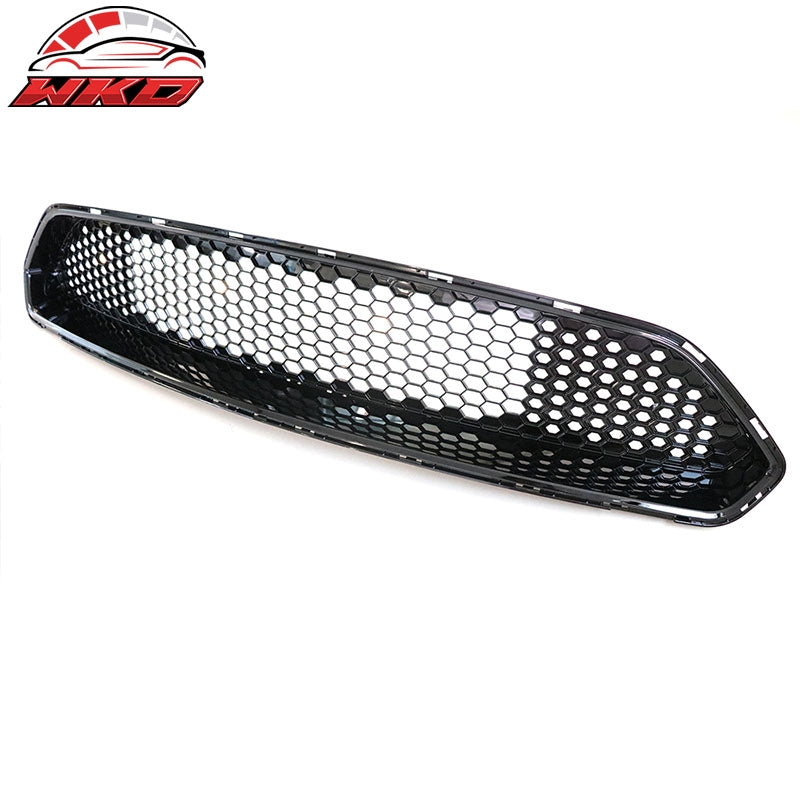 Fits 18-23 Ford Mustang Honeycomb Front Bumper Upper Grille Gloss Black ABS