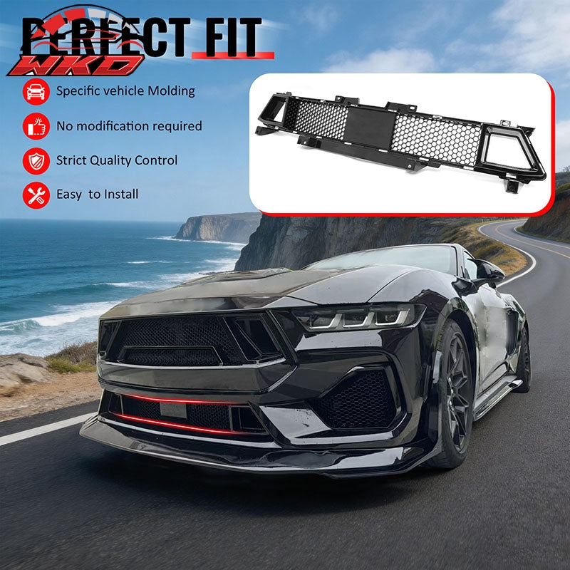 Fits 24-26 Ford Mustang GT Grille Shelby Super Snake Style Gloss Black ABS Grill