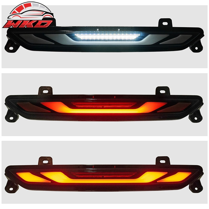 For 24-26 Ford Mustang GT-V Style LED ABS Rear Bumper Brake Light Smoked Len Red