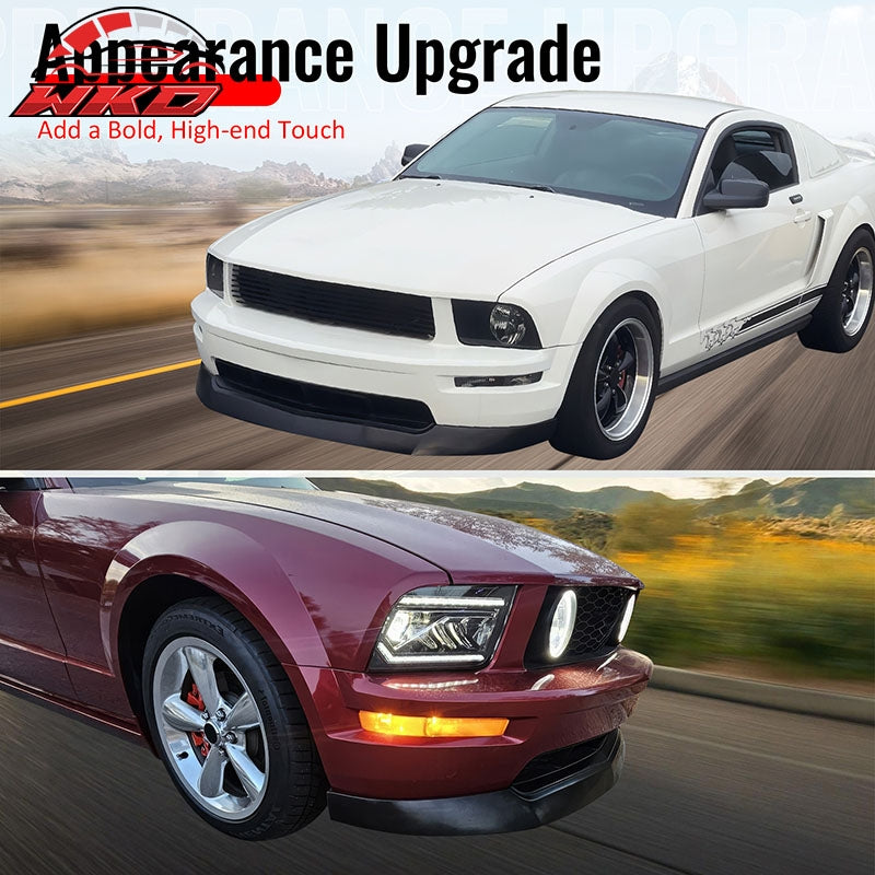 Wholesale 05-09 Ford Mustang GT V8 Front Bumper Lip Matte Black Spoiler 1PC Splitter - Wikond Auto