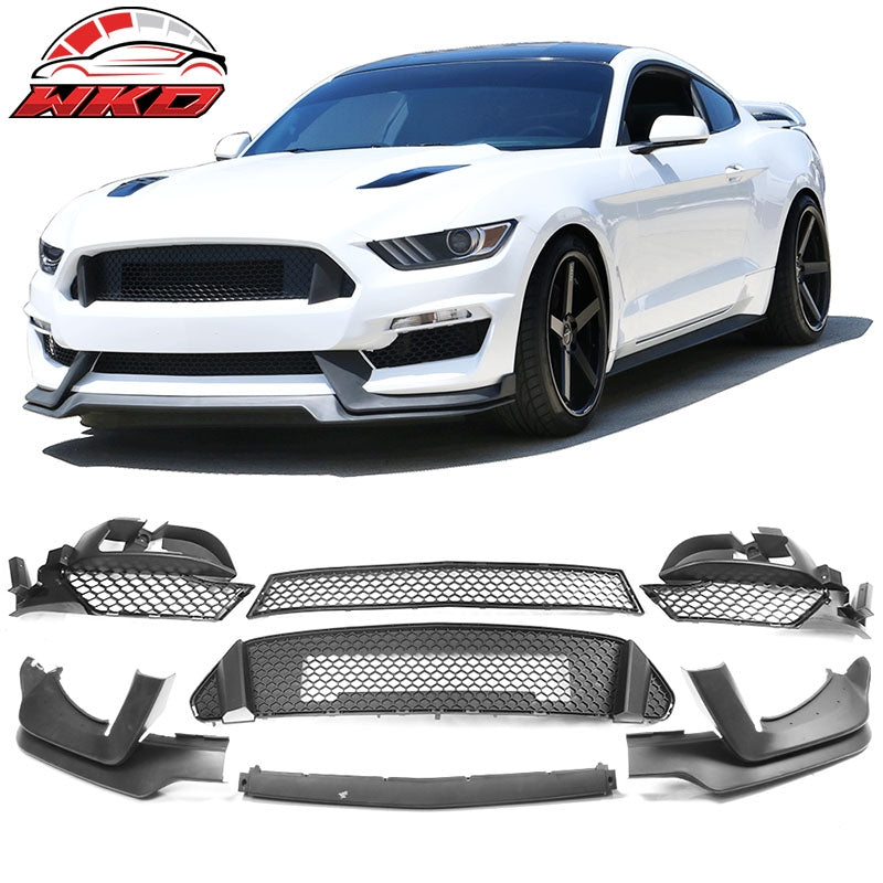 Replacement Front Lip & Grille & Fog Light Cover for 15-17 Mustang GT350 Bumper
