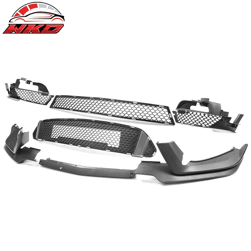Replacement Front Lip & Grille & Fog Light Cover for 15-17 Mustang GT350 Bumper