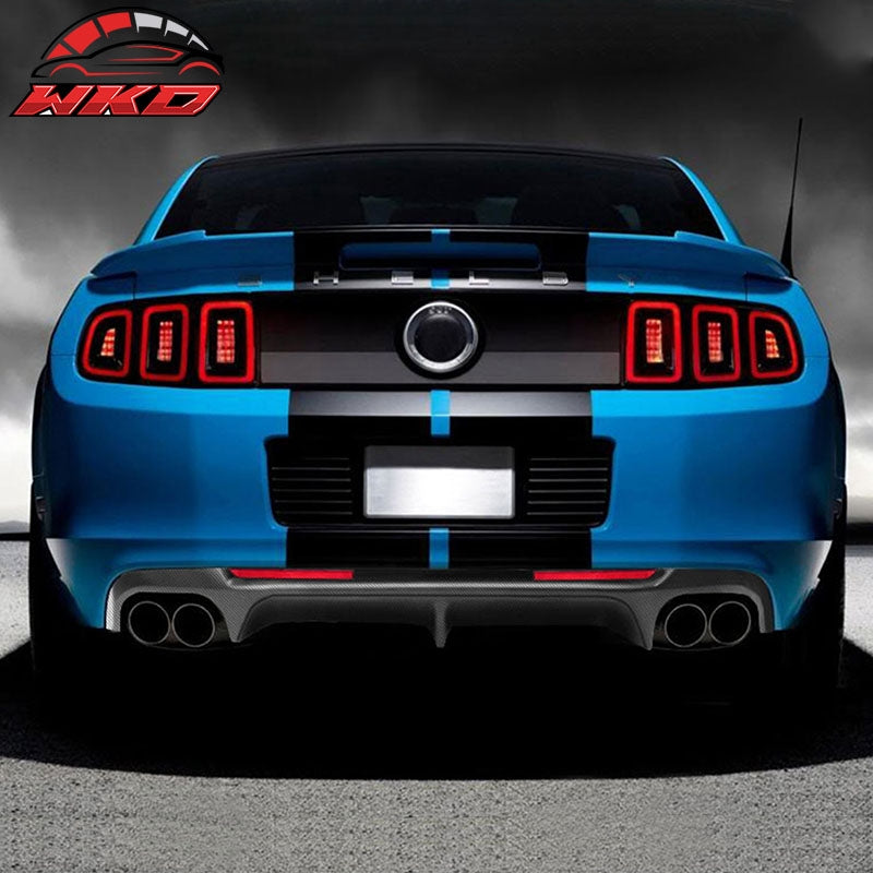 Fits 13-14 Ford Mustang GT500 Carbon Fiber Print PP Rear Diffuser Lip W/ V1 Fin