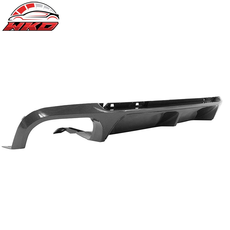 Fits 13-14 Ford Mustang GT500 Carbon Fiber Print PP Rear Diffuser Lip W/ V1 Fin