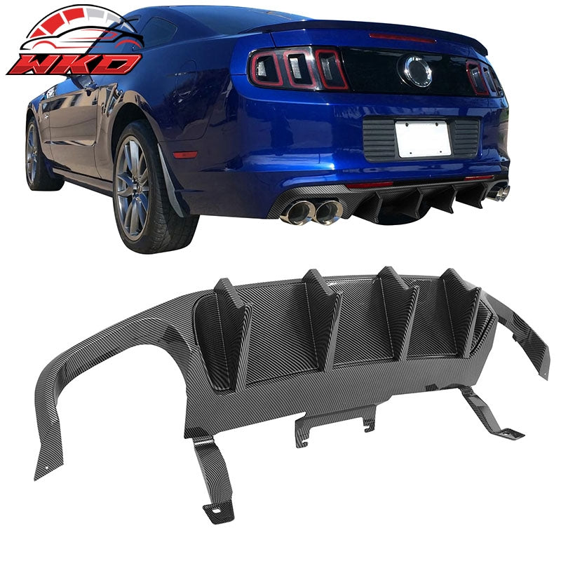 Wholesale 13-14 Ford Mustang GT500 Carbon Fiber Print PP Rear Diffuser Lip W/ V4 Fin