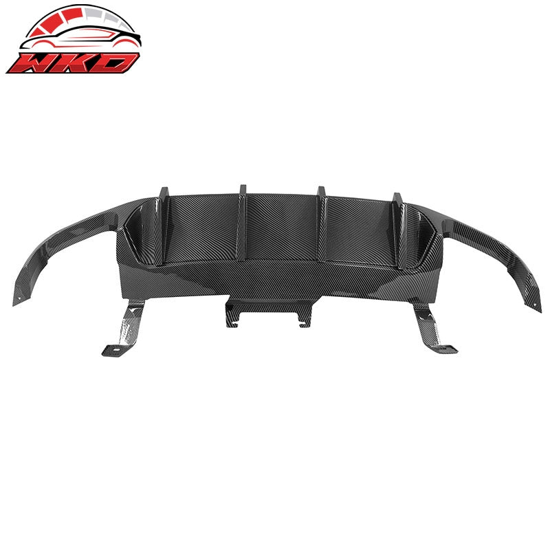 Fits 13-14 Ford Mustang GT500 Carbon Fiber Print PP Rear Diffuser Lip W/ V4 Fin