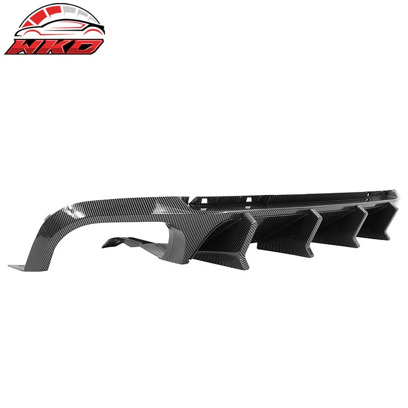 Fits 13-14 Ford Mustang GT500 Carbon Fiber Print PP Rear Diffuser Lip W/ V4 Fin
