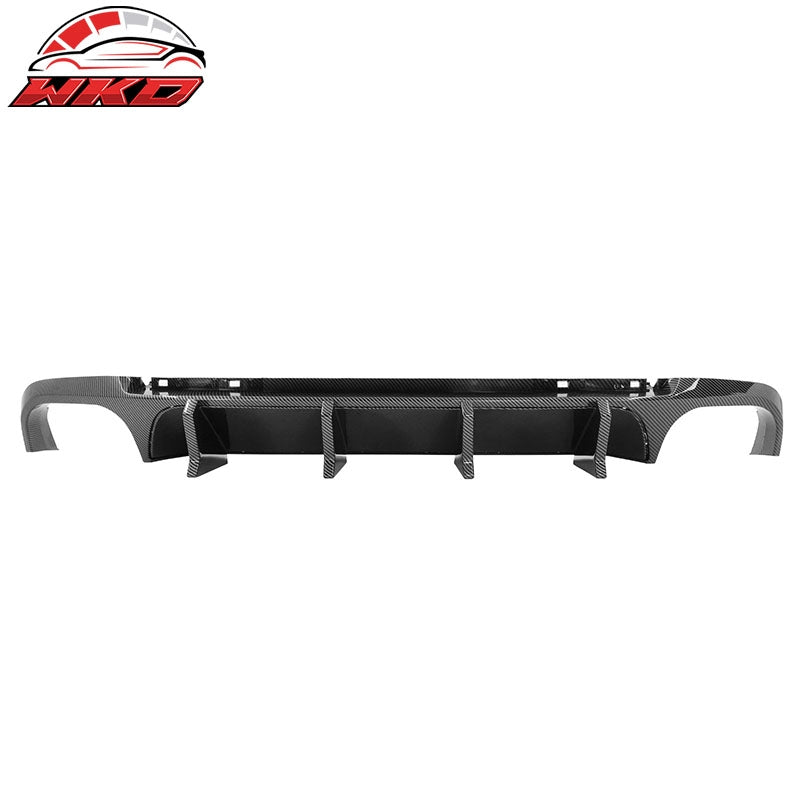 Fits 13-14 Ford Mustang GT500 Carbon Fiber Print PP Rear Diffuser Lip W/ V4 Fin