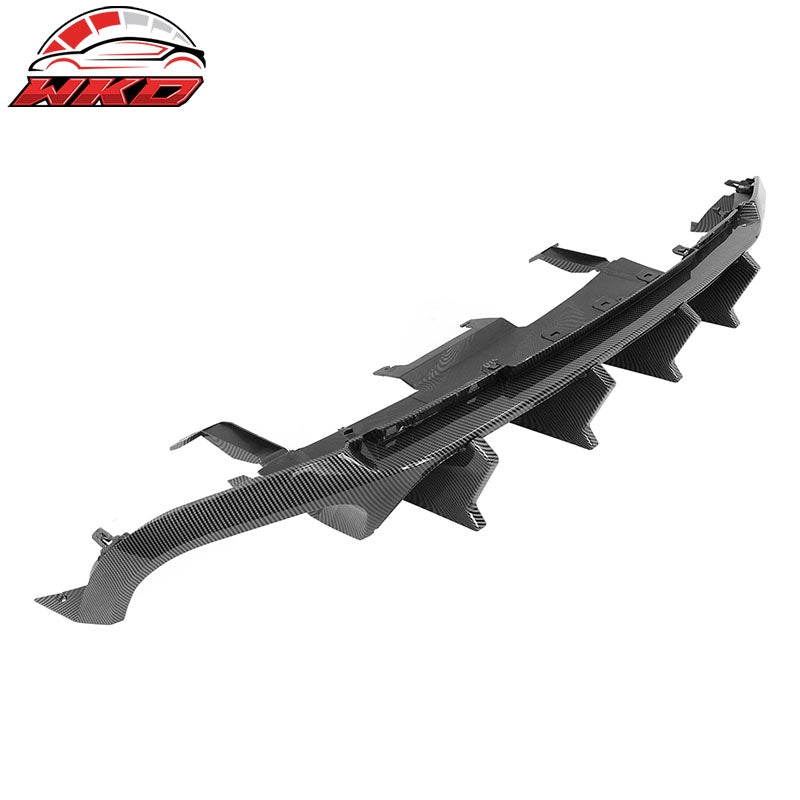 Fits 13-14 Ford Mustang GT500 Carbon Fiber Print PP Rear Diffuser Lip W/ V4 Fin