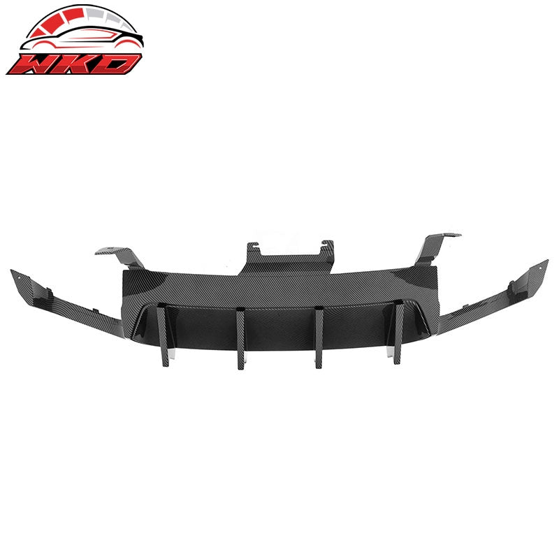 Fits 13-14 Ford Mustang GT500 Carbon Fiber Print PP Rear Diffuser Lip W/ V4 Fin