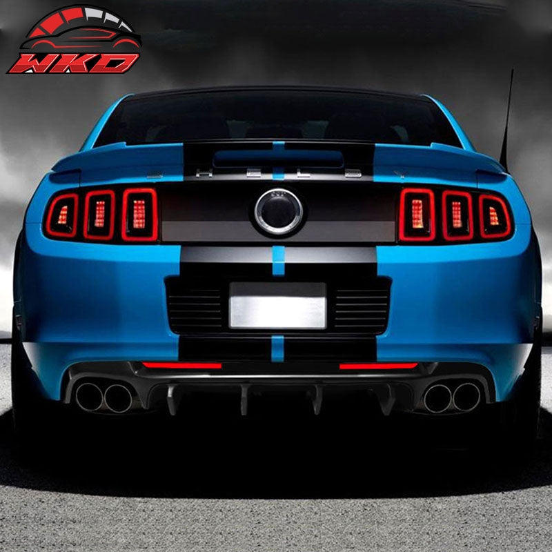 Fits 13-14 Ford Mustang GT500 Gloss Black PP Rear Diffuser Lip W/ V3 Style Fin