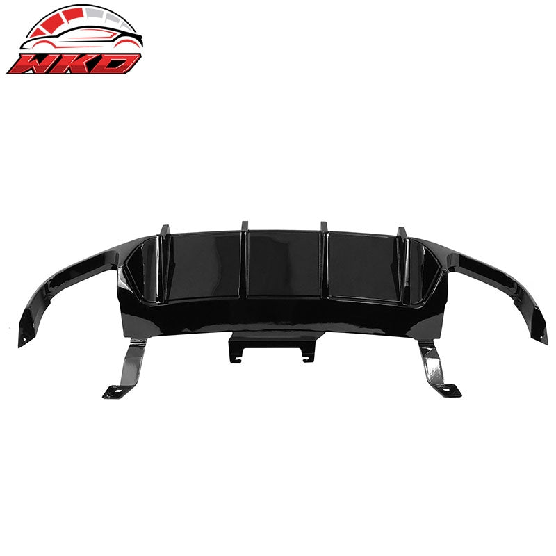 Fits 13-14 Ford Mustang GT500 Gloss Black PP Rear Diffuser Lip W/ V4 Style Fin