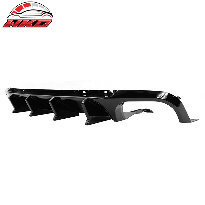 Fits 13-14 Ford Mustang GT500 Gloss Black PP Rear Diffuser Lip W/ V4 Style Fin