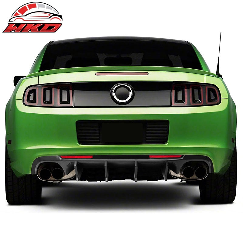 Fits 13-14 Ford Mustang GT500 Matte Black PP Rear Diffuser Lip W/ V4 Style Fin