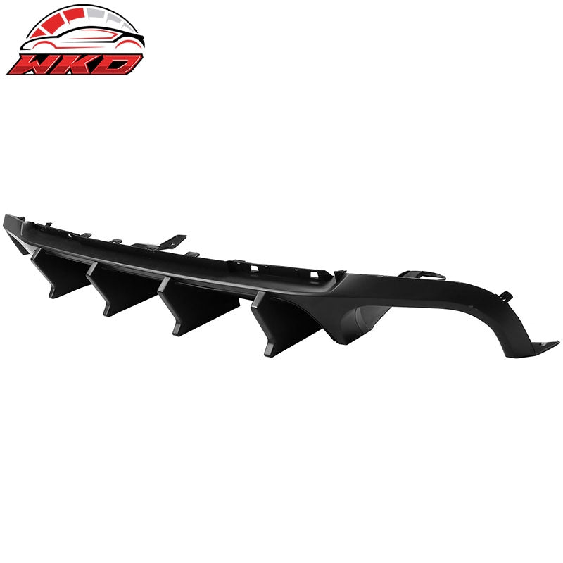Fits 13-14 Ford Mustang GT500 Matte Black PP Rear Diffuser Lip W/ V4 Style Fin