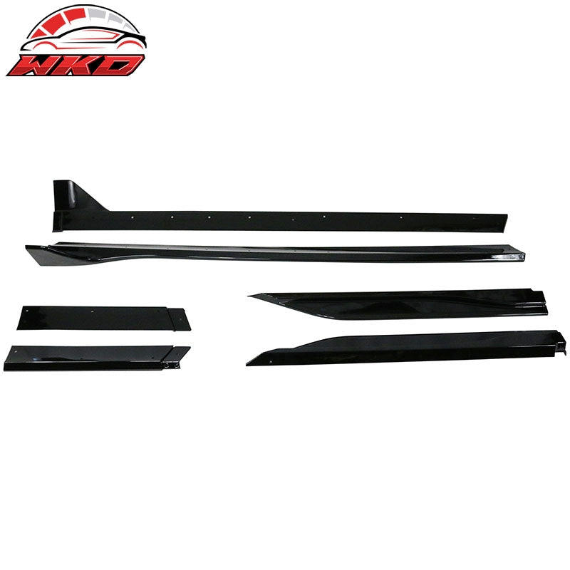 Fits 10-14 Ford Mustang GT500 Style Side Skirts Extensions ABS 6PCS Gloss Black