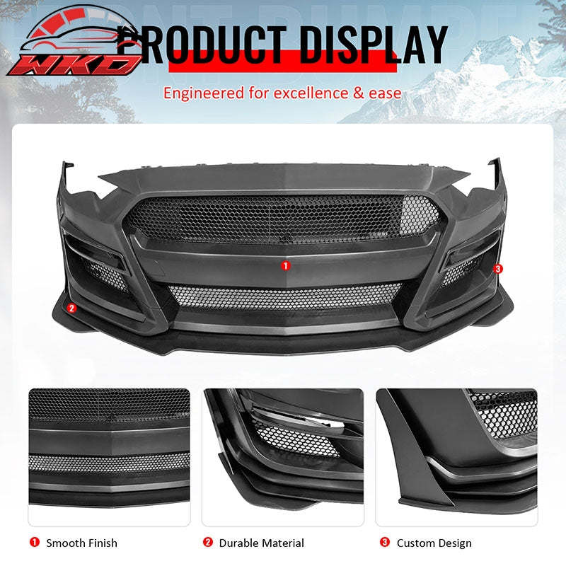 Fits 18-23 Ford Mustang GT500 Style Front Bumper Cover Replacement - PP