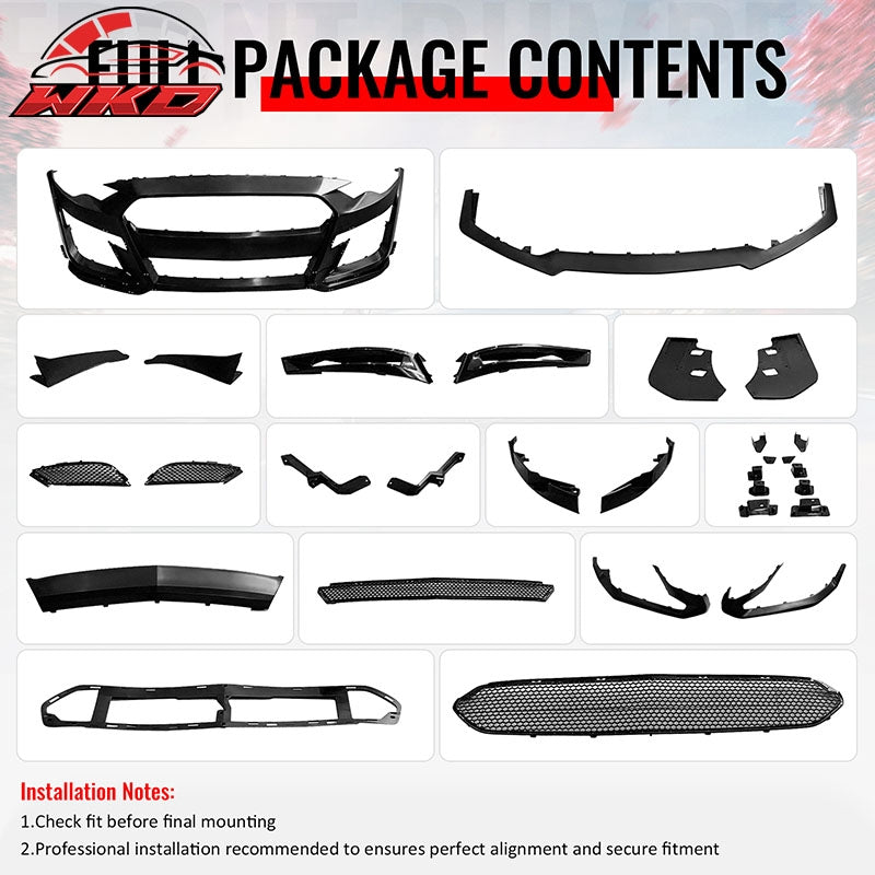 Fits 18-23 Ford Mustang GT500 Style Front Bumper Cover Replacement - PP