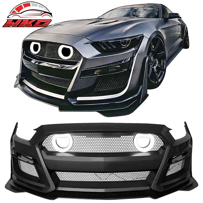Wholesale 15-17 Ford Mustang GT500 Style Front Bumper Cover Lip LED Grille Conversion