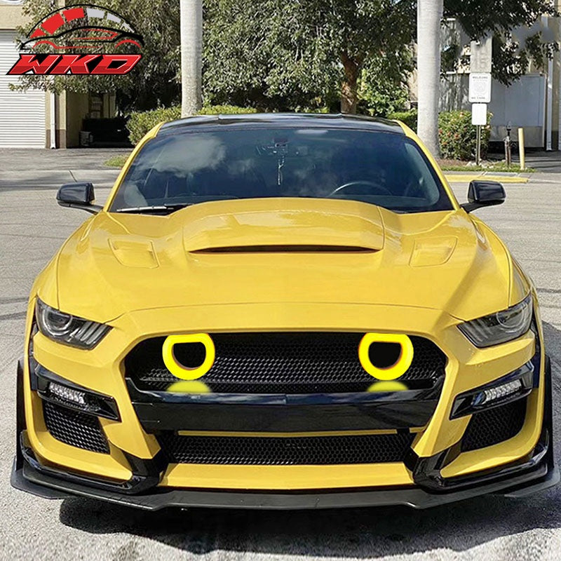 Fits 15-17 Ford Mustang GT500 Style Front Bumper Cover Lip LED Grille Conversion
