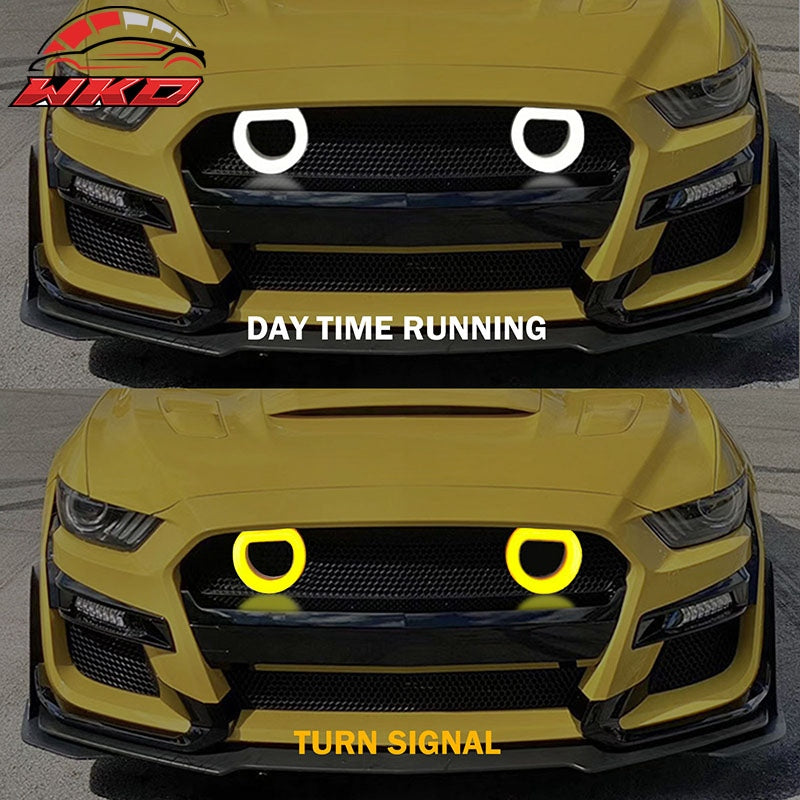Fits 15-17 Ford Mustang GT500 Style Front Bumper Cover Lip LED Grille Conversion