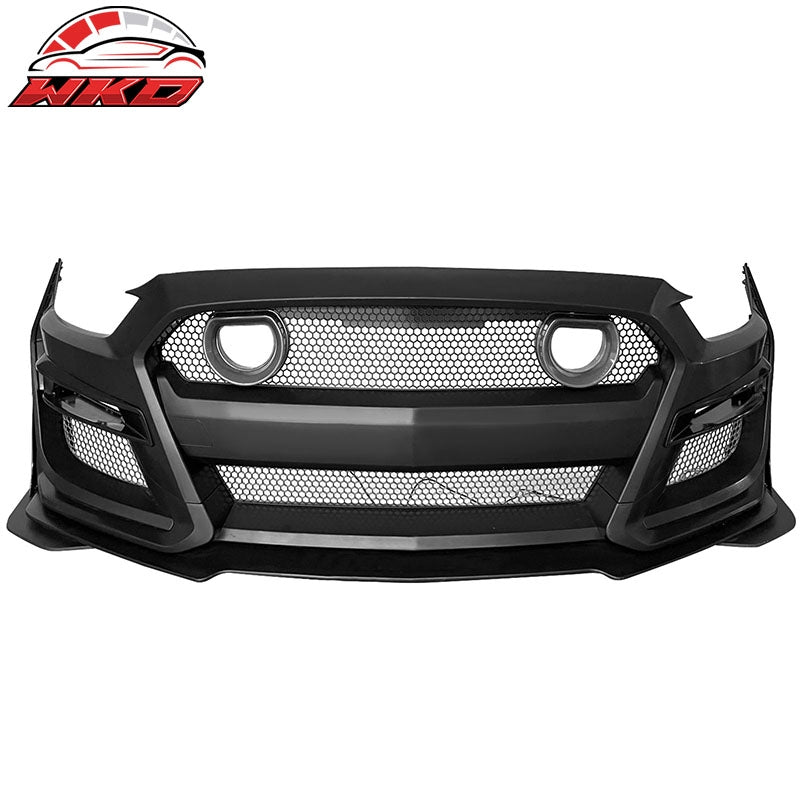 Fits 15-17 Ford Mustang GT500 Style Front Bumper Cover Lip LED Grille Conversion