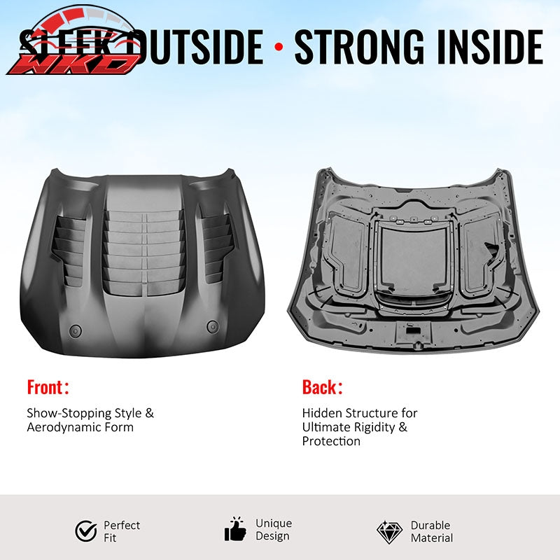 Fits 18-23 Ford Mustang GT500KR Style Front Hood Engine Cover Bonnet Aluminum