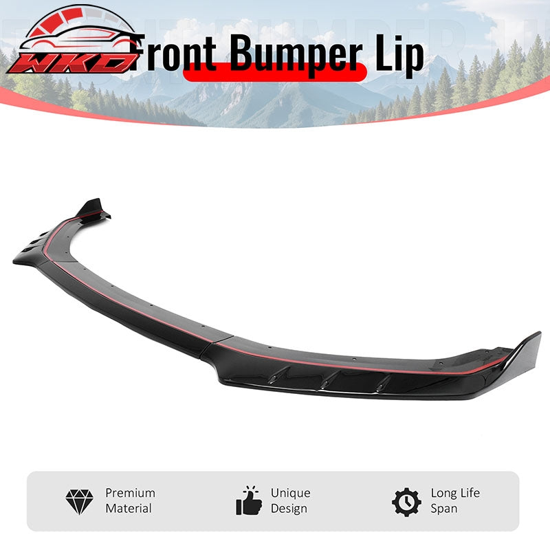 Fits 24-26 Ford Mustang IKON Style Front Bumper Lip Gloss Black Lower Splitter