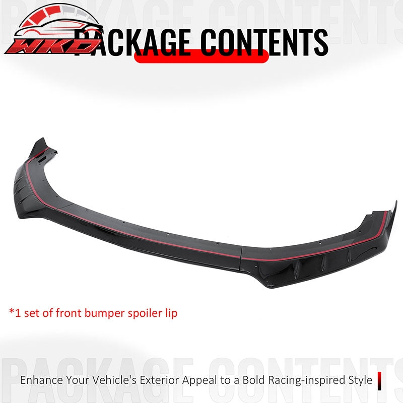 Fits 24-26 Ford Mustang IKON Style Front Bumper Lip Gloss Black Lower Splitter