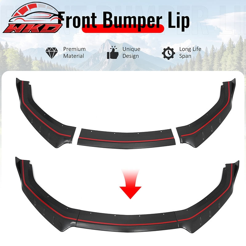 Fits 24-26 Ford Mustang IKON Style Front Bumper Lip Matte Black Lower Splitter