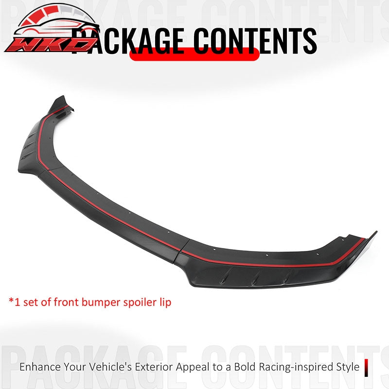 Fits 24-26 Ford Mustang IKON Style Front Bumper Lip Matte Black Lower Splitter