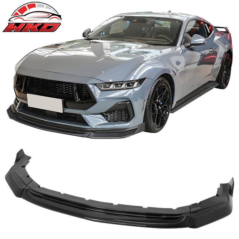 Wholesale 24-26 Ford Mustang IKON Style Gloss Black Front Bumper Lip Spoiler ABS 3PCS - Wikond Auto