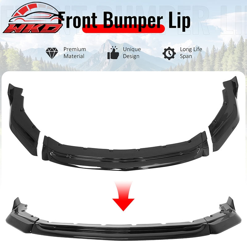 Wholesale 24-26 Ford Mustang IKON Style Gloss Black Front Bumper Lip Spoiler ABS 3PCS - Wikond Auto