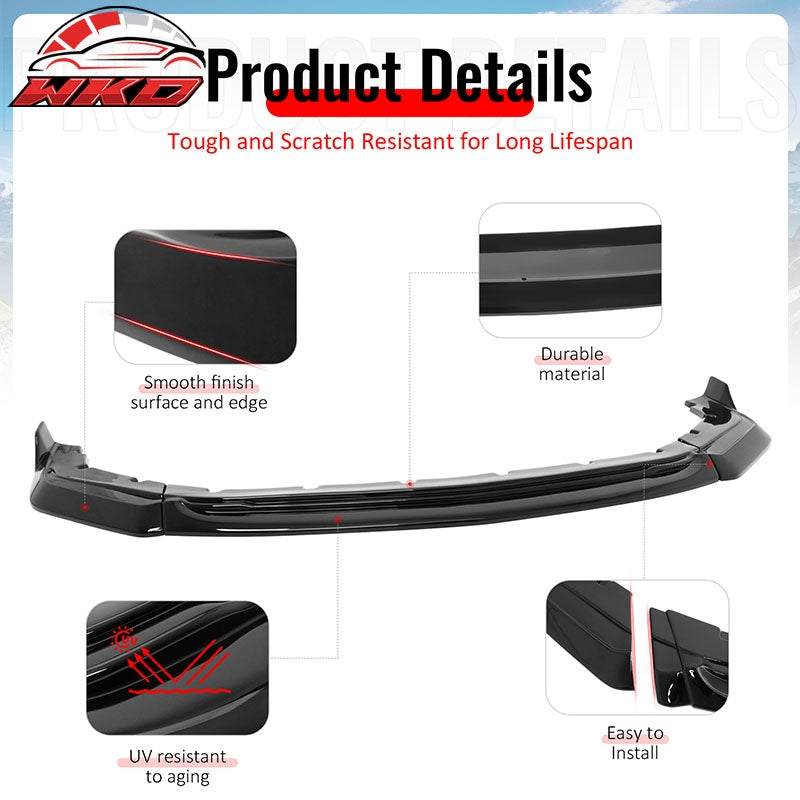 Wholesale 24-26 Ford Mustang IKON Style Gloss Black Front Bumper Lip Spoiler ABS 3PCS - Wikond Auto