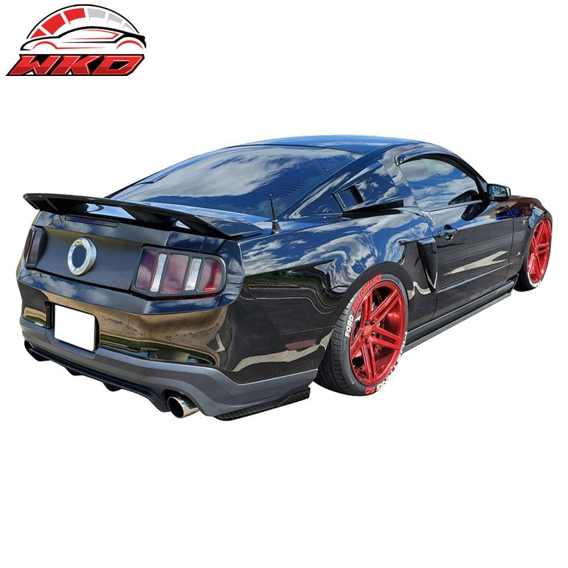 Fit 10-14 Ford Mustang LS Style 2PC Rear Bumper Lip Aprons PP Carbon Fiber Print
