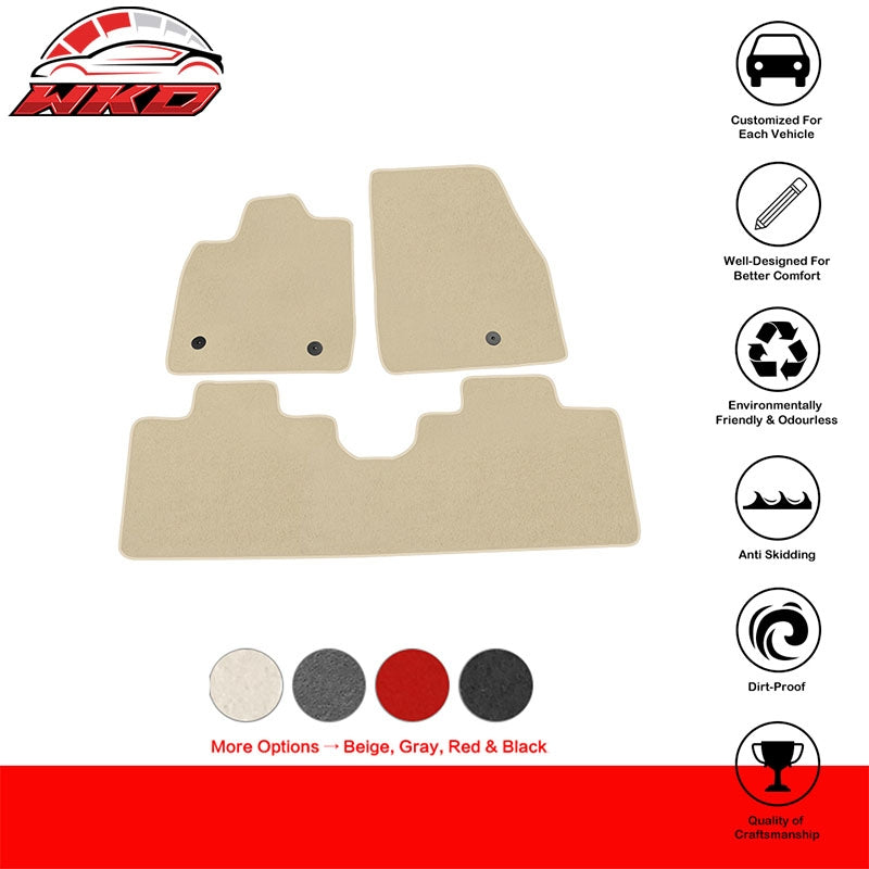 Fits 21-26 Ford Mustang Mach-E Front Rear Floor Mats Liner Carpets Nylon Beige
