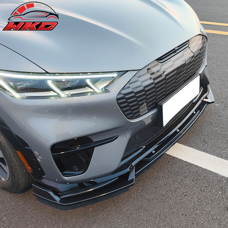 Fits 21-23 Ford Mustang Mach-E GT 3PCS Front Bumper Lip PP Carbon Fiber Print