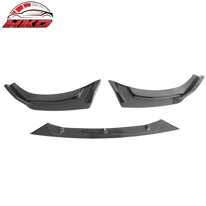 Fits 21-23 Ford Mustang Mach-E GT 3PCS Front Bumper Lip PP Carbon Fiber Print